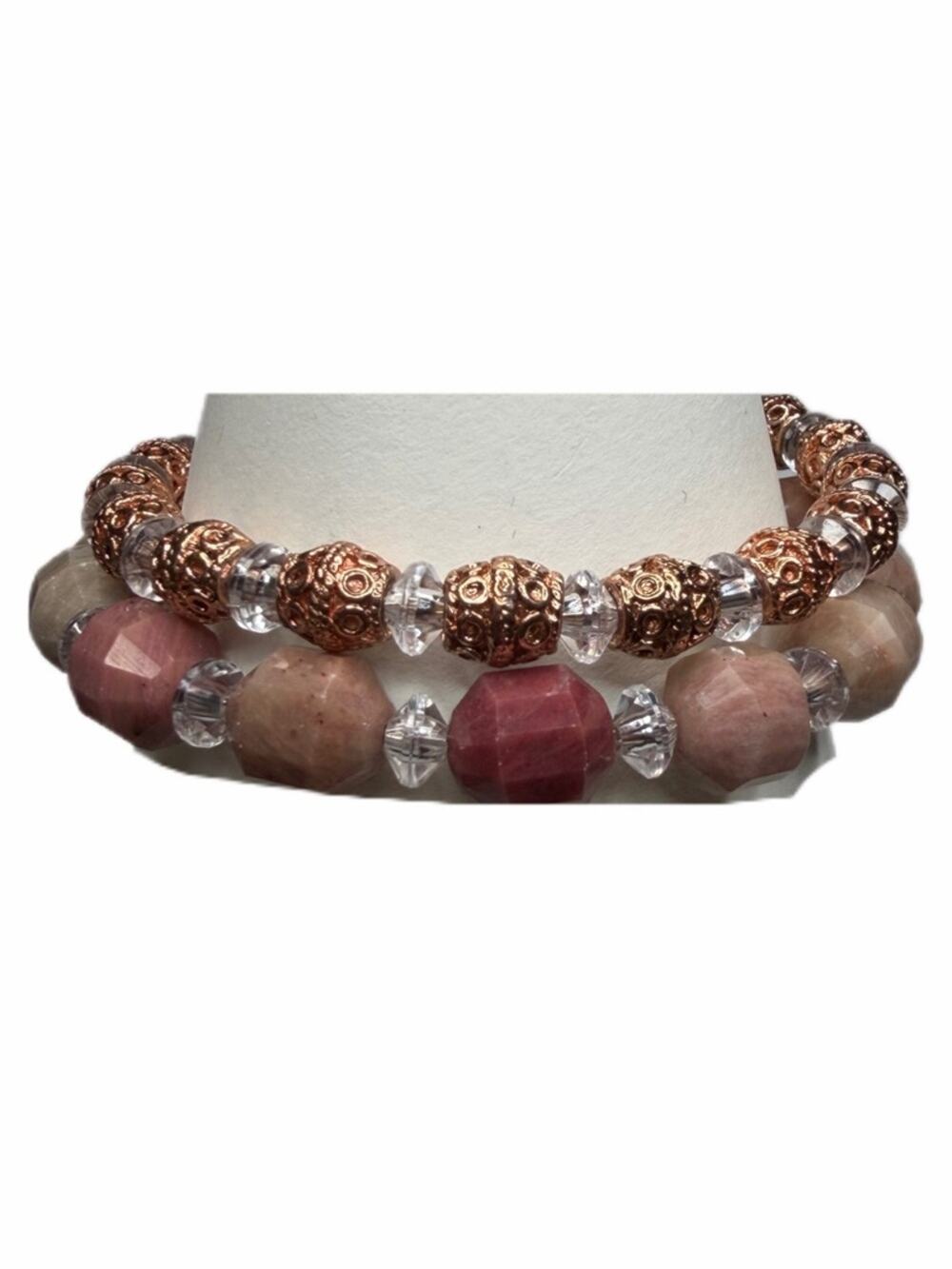 Rhodonite memory wire Bracelet handmade